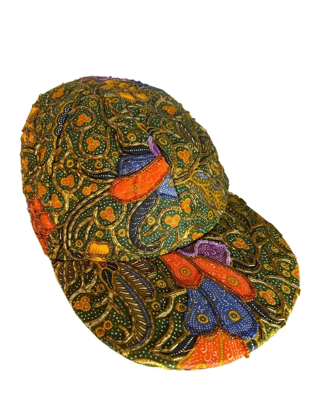 Vintage Fashion Fantasy Beaded Floral Butterfly Hat Art to Wear Festival Cap - Picture 2 of 8